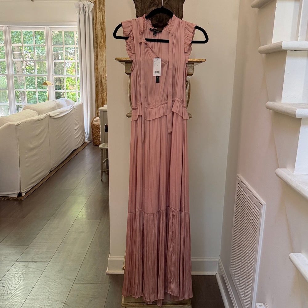 Banana Republic-NWT Sleeveless Ruffle Long Dress in Dusty Rose